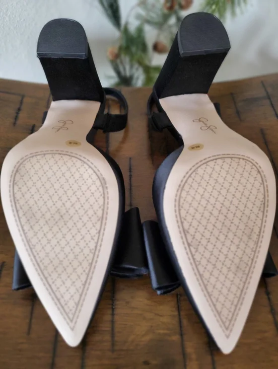 NWOB Jessica Simpson Naomia3 Nekira Black Satin Bow Slingback Heels NWOB - Picture 6 of 9